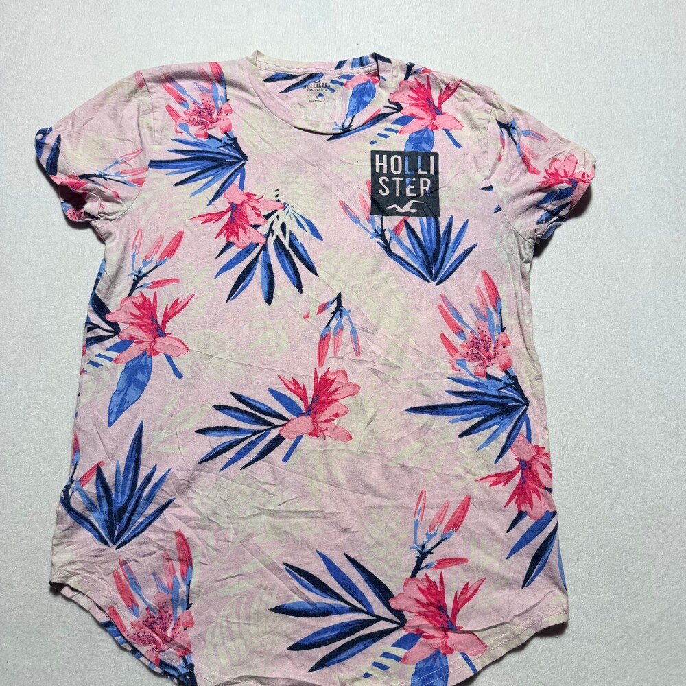 Hollister Small Pink Floral Cotton T-Shirt Women's Casual Top